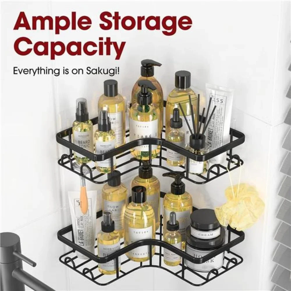 2 Pack, Adhesive Shower Organizers, Rustproof Stainless Steel Shower Shelves